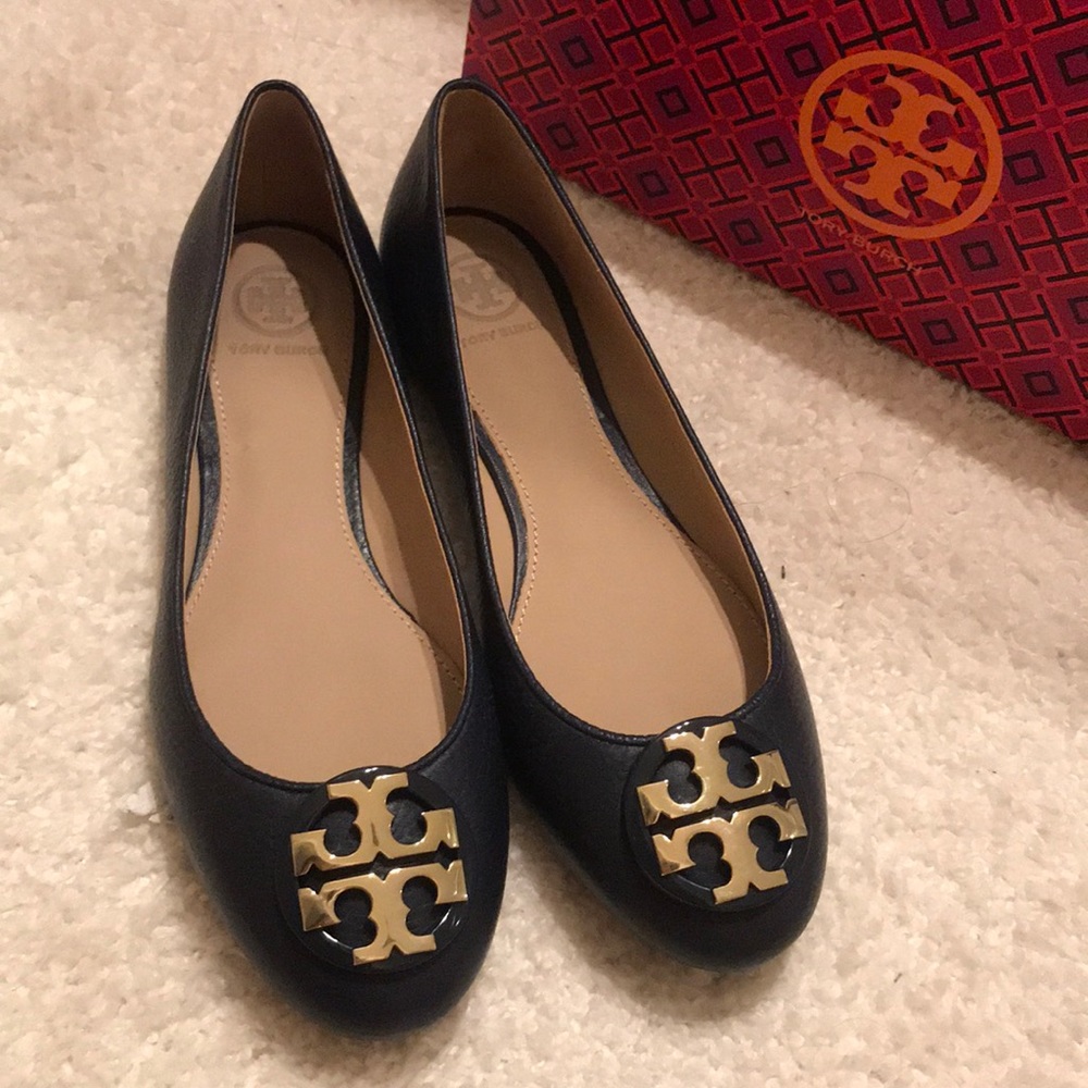 NWT Navy Blue Tory Burch Claire Ballet Flats
